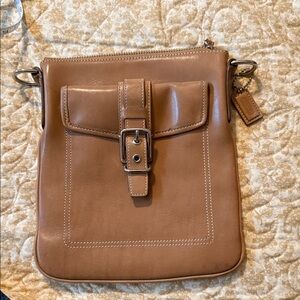 Coach Vintage leather swing pack crossbody bag tan with silver hardware